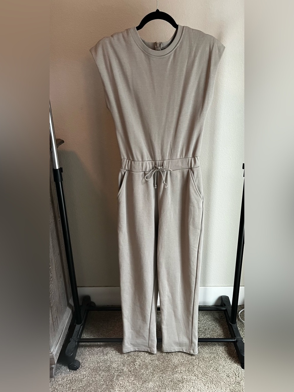 Tart Neutral Taupe Drawstring Jumpsuit